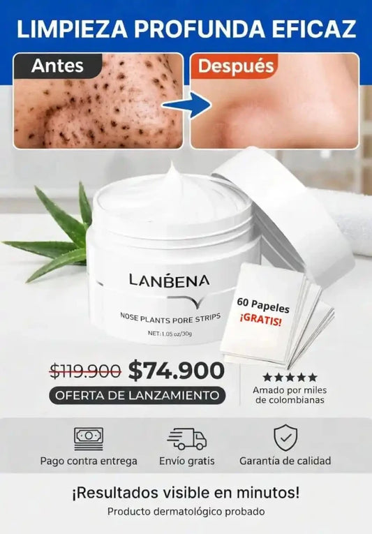 LANBENA - Máscarilla removedora de espinillas y puntos negros - Distrito57Bienestar45626091940001LANBENA - Máscarilla removedora de espinillas y puntos negros